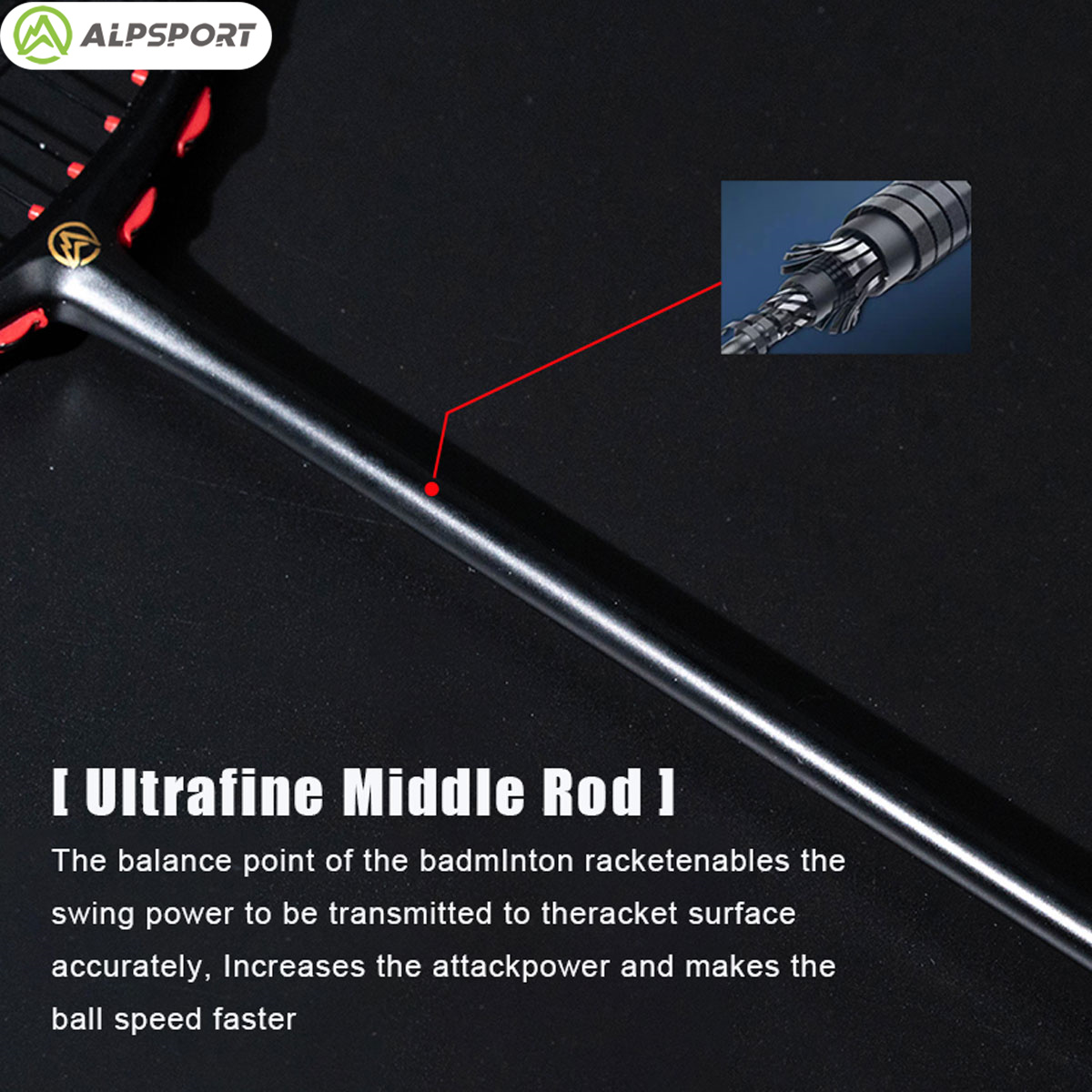 Alpsport MH-V5 5U 75g Golvend  - Badminton Racket Carbon recensie en prijs